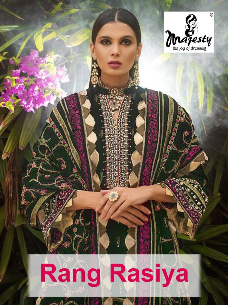 Majesty Rang Rasiya Velvet With Heavy Embroidery Elegant Work Stylish Designer Party Wear Salwar Kameez