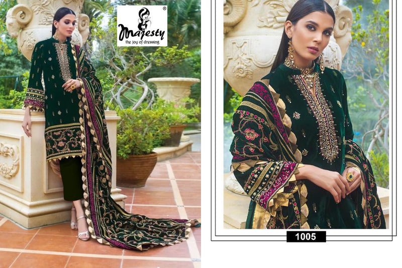 Majesty Rang Rasiya Velvet With Heavy Embroidery Elegant Work Stylish Designer Party Wear Salwar Kameez