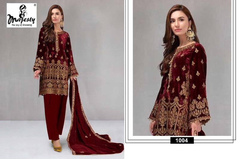 Majesty Rang Rasiya Velvet With Heavy Embroidery Elegant Work Stylish Designer Party Wear Salwar Kameez