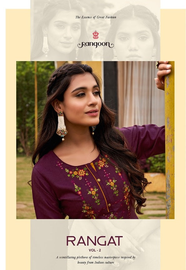 Rangoon Rangat Vol 2 Linen Cotton Fancy Designer Party Wear Kurtis