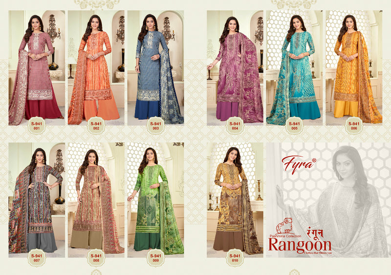 Fyra Rangoon Pure Pashmina Jacquard Designer Print With Swarovski Diamond Work Stylish Designer Casual Salwar Suit