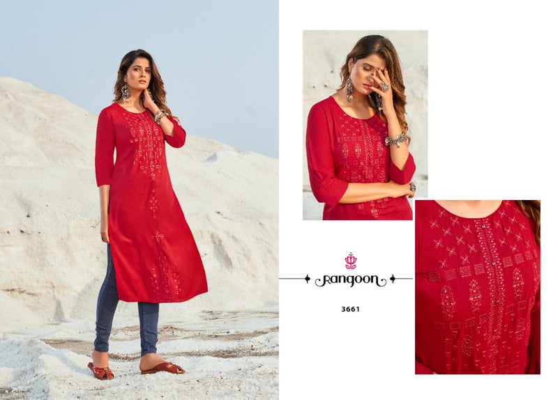 Rangoon Aktara Muslin Fancy Casual  Wear Kurtis