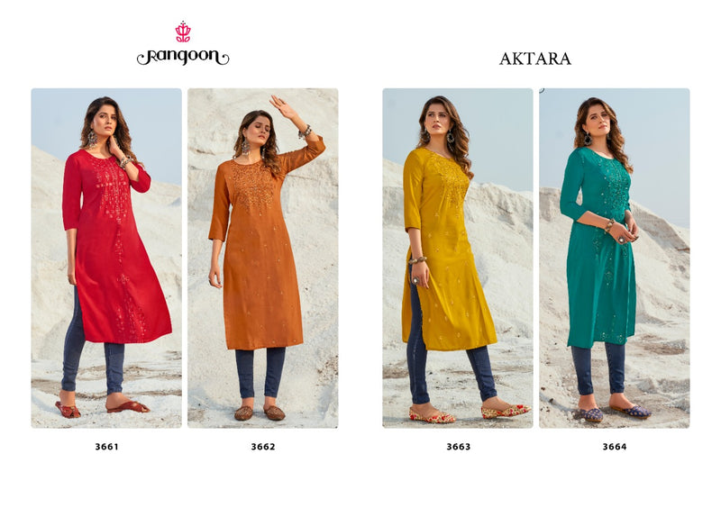 Rangoon Aktara Muslin Fancy Casual  Wear Kurtis