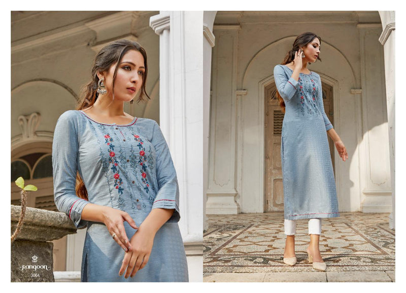 Rangoon Rangat Fancy Lining Silk with Fancy Work Designer Kurti Collection