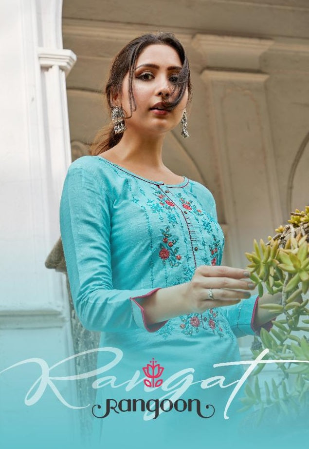 Rangoon Rangat Fancy Lining Silk with Fancy Work Designer Kurti Collection