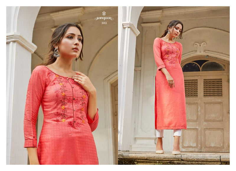 Rangoon Rangat Fancy Lining Silk with Fancy Work Designer Kurti Collection