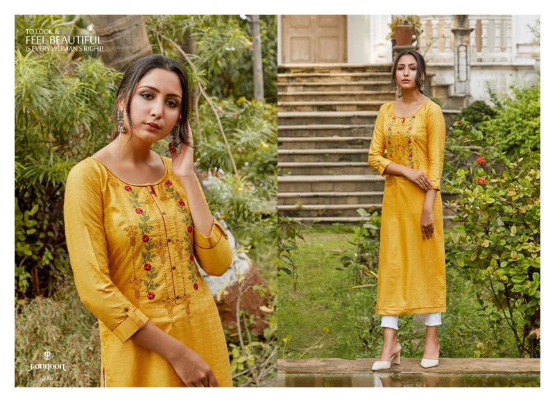 Rangoon Rangat Fancy Lining Silk with Fancy Work Designer Kurti Collection