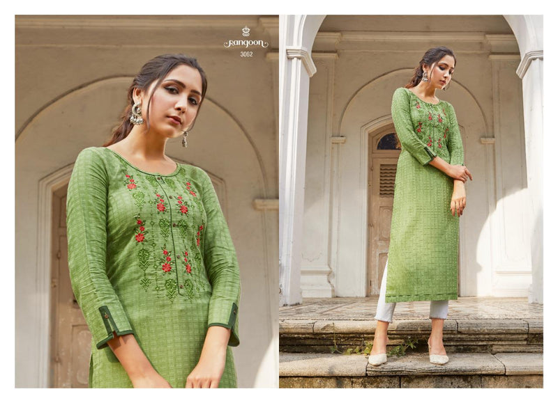 Rangoon Rangat Fancy Lining Silk with Fancy Work Designer Kurti Collection