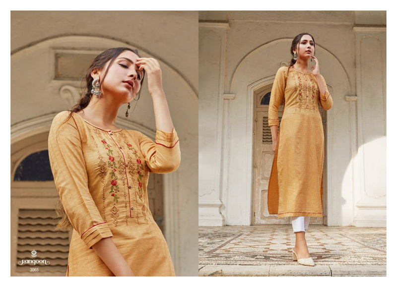 Rangoon Rangat Fancy Lining Silk with Fancy Work Designer Kurti Collection