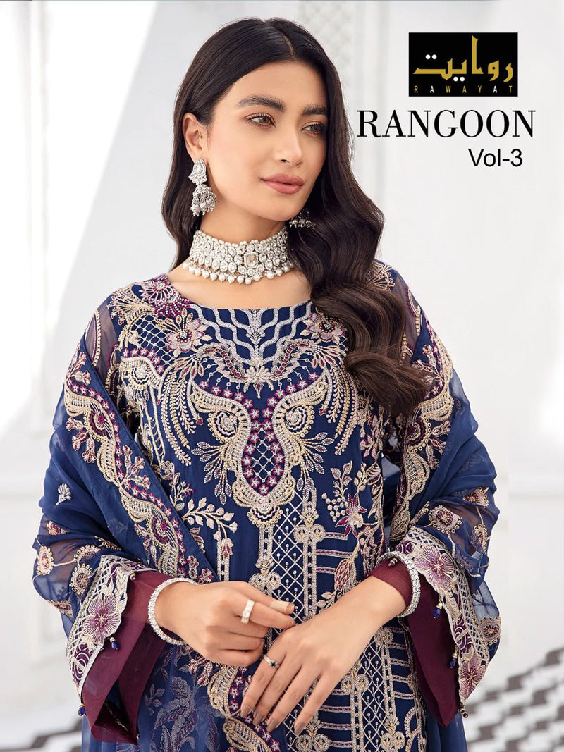 Rawayat Fashion Rangoon Vol 3 Fox Georgette Pakistani Style Wedding Wear Salwar Suits