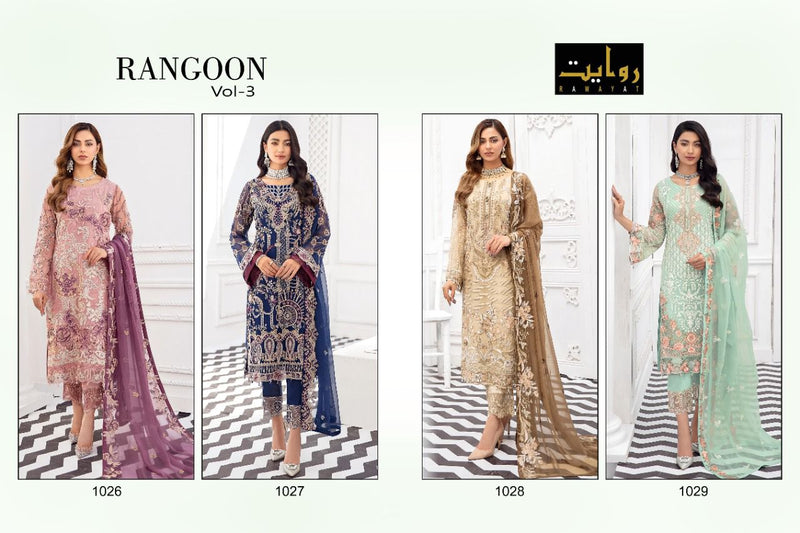 Rawayat Fashion Rangoon Vol 3 Fox Georgette Pakistani Style Wedding Wear Salwar Suits