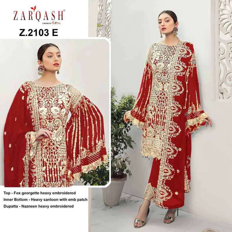 Zarqash Rangoon Z 2103 Fox Georgette Pakistani Style Designer Wedding Wear Salwar Suits