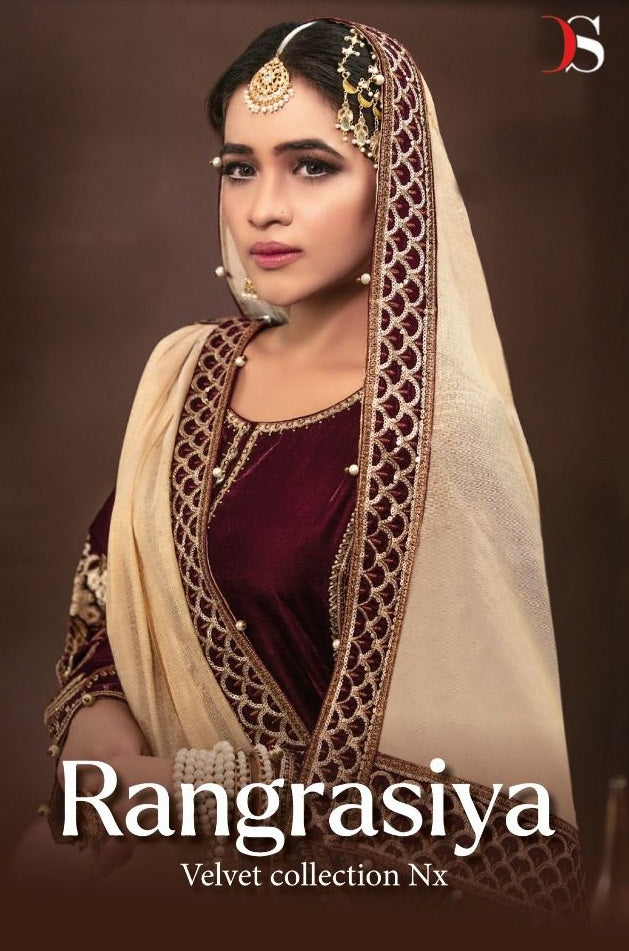 Deepsy Suit Rangrasiya Velvet With Beautiful Embroidery Work Stylish Designer Pakistani Party Wear Salwar Kameez