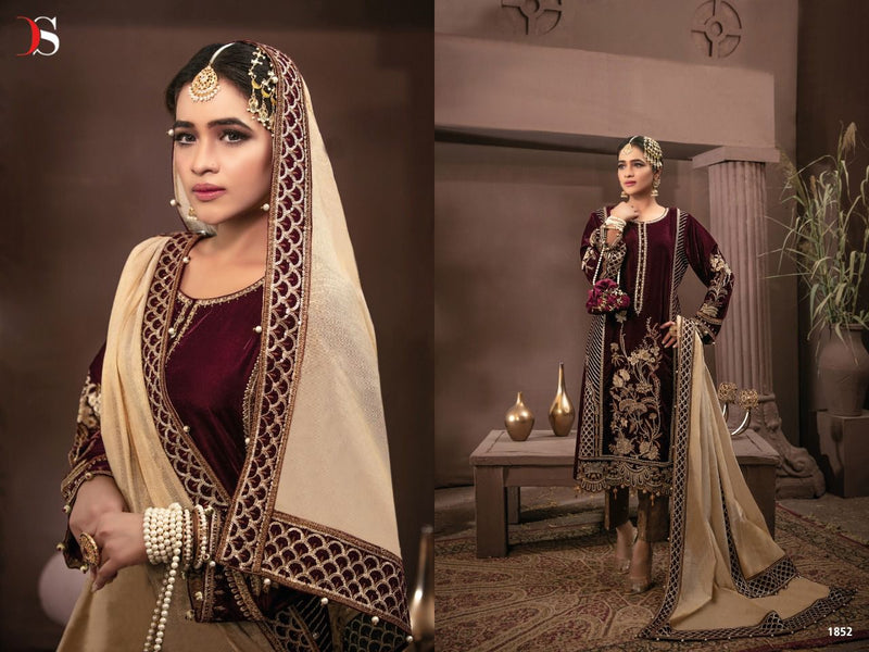 Deepsy Suit Rangrasiya Velvet With Beautiful Embroidery Work Stylish Designer Pakistani Party Wear Salwar Kameez
