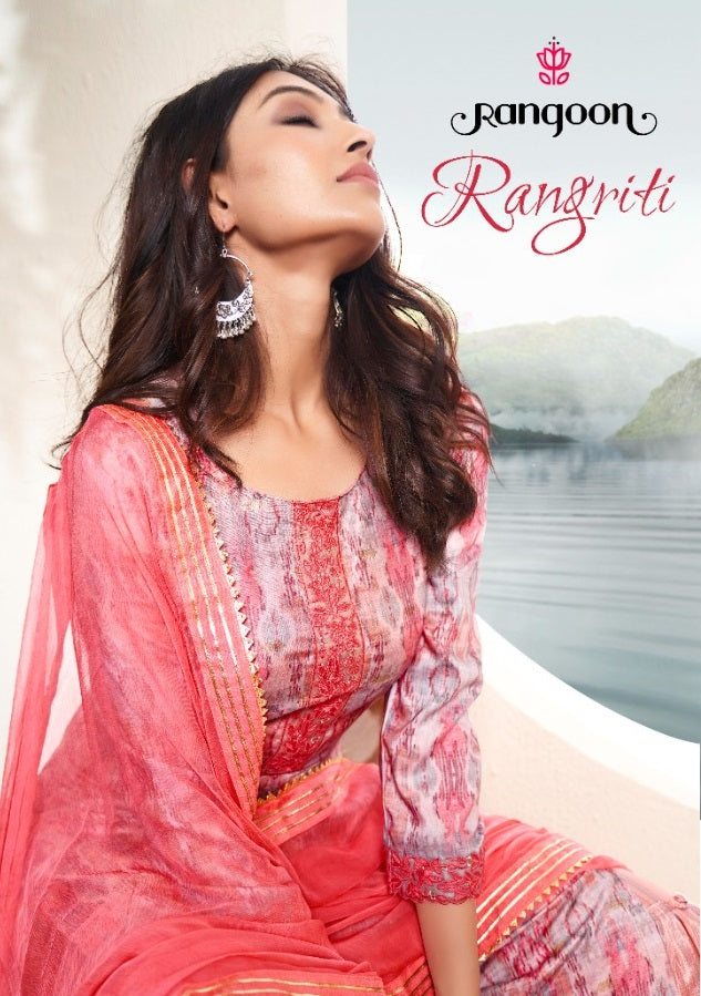 Rangoon Rangriti Muslin With Fancy Work Stylish Designer Casual Look Party Wear Kurti