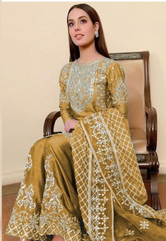 Serene Razia Organza Embroidered Pakistani Style Designer Semi Stitched Salwar Suits