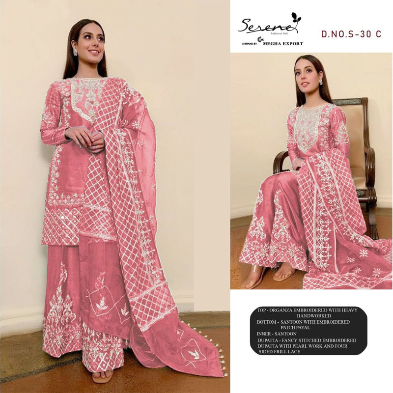 Serene Razia Organza Pakistani Style Embroidered Designer Party Wear Salwar Suits