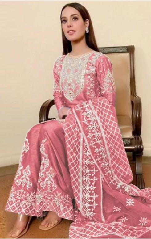 Serene Razia Organza Pakistani Style Embroidered Designer Party Wear Salwar Suits