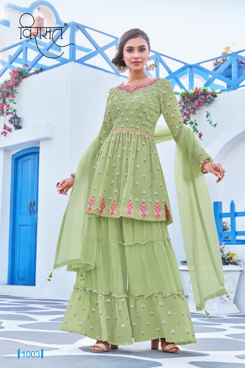 Virasat Resham Georgette Fancy Heavy Party Wear Sharara Style Kurtis