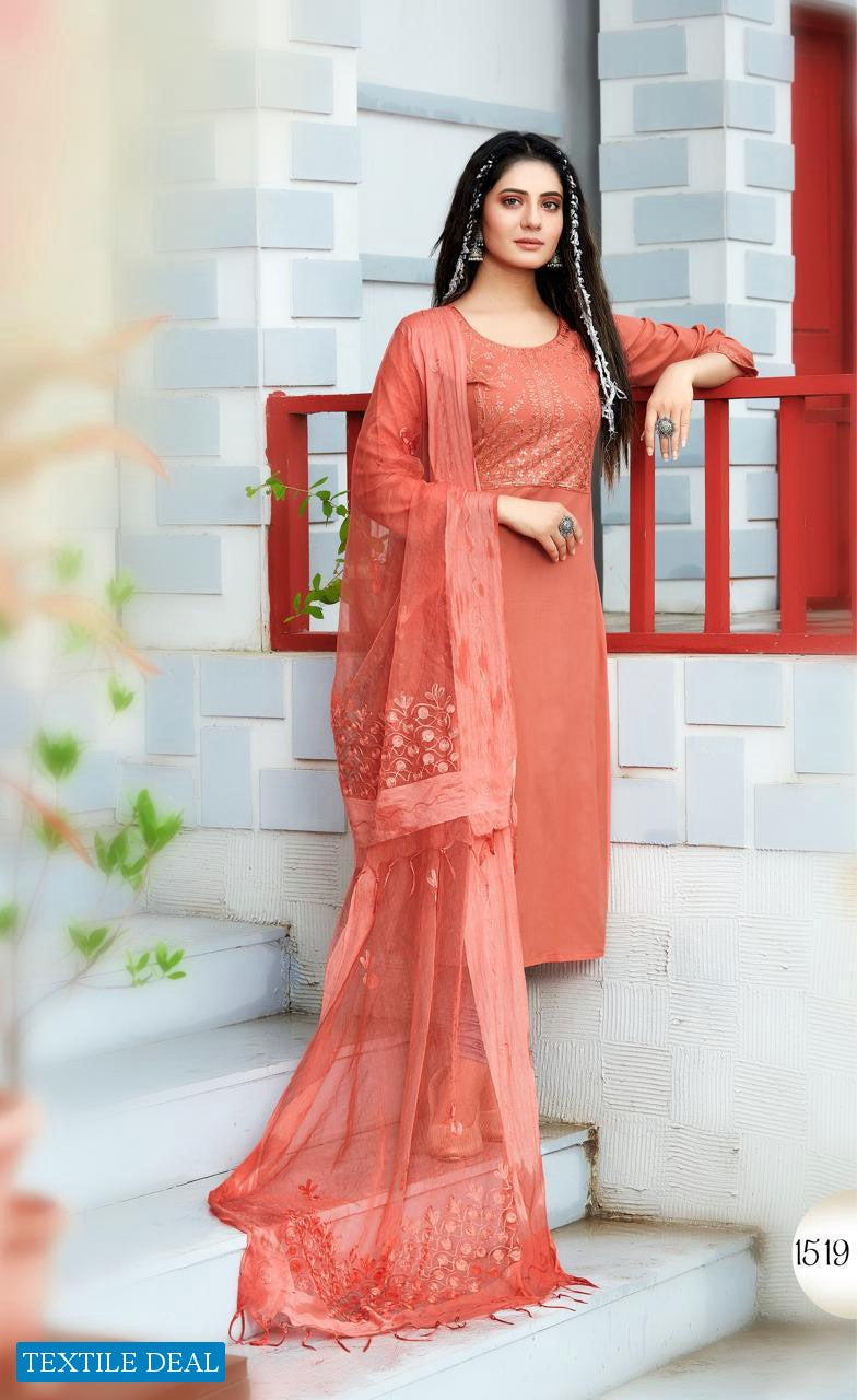 Rijiya Trends Rim Jhim Rayon Fancy Stylish Party Wear Kurtis