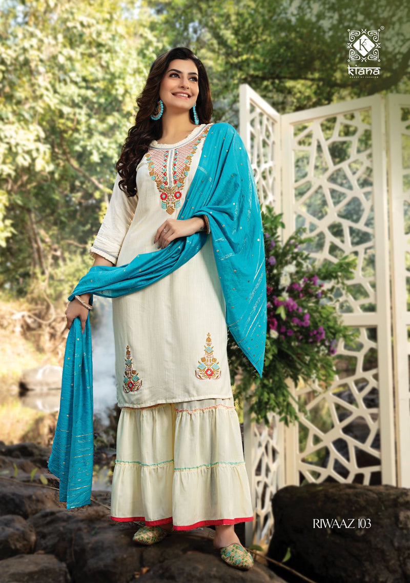 Kiana House Of Fashion Riwaaz Viscose Lurex With Embroidery Work Combo Set  Of Party Wear Kurtis