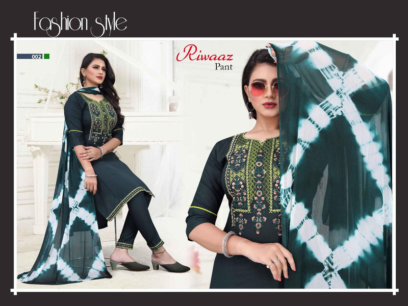 Beauty Queen Riwaaz Pant Rayon  Embroidered Festive Wear Kurtis With Bottom & Dupatta