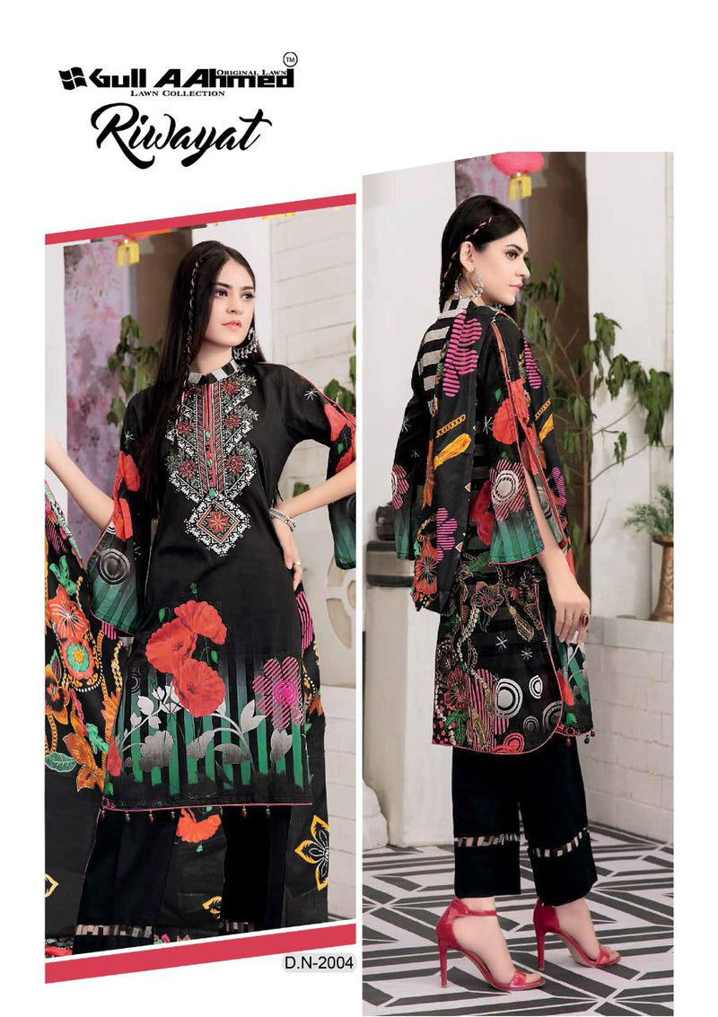 Gull Aahmed Riwayat Vol 2 Lawn Cotton With Fancy Work Stylish Designer Pakistani Salwar Kameez