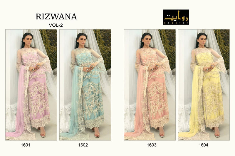 Rawayat Fashion Rizwana Vol 2 Butterfly Net Pakistani Style Wedding Wear Salwar Suits