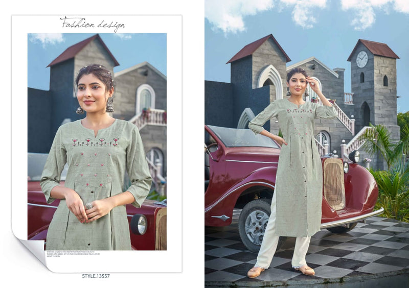 Kalaroop Kajree Robin Fancy With Hand Work Stylish Designer Casual Wear Fancy Kurti