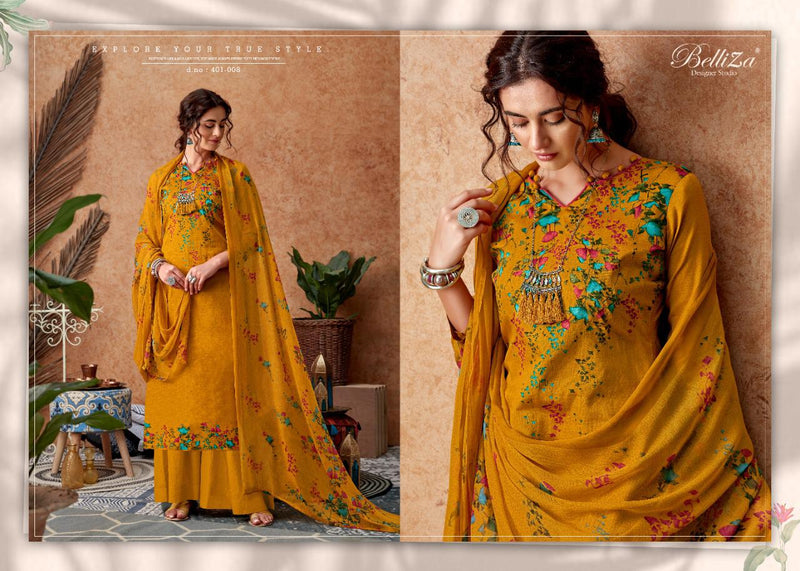 Belliza Designer Studio Roman Beauty Salwar Suits In Jam Silk