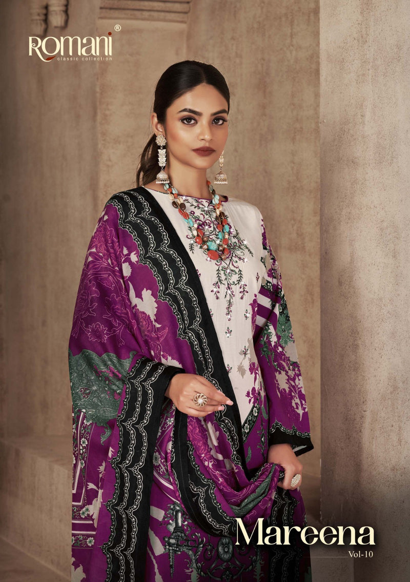 Romani Maeena Vol 10 Premium Soft Cotton Digital Print Heavy Embroidery Work Swarovski Work Fancy Salwar Suit