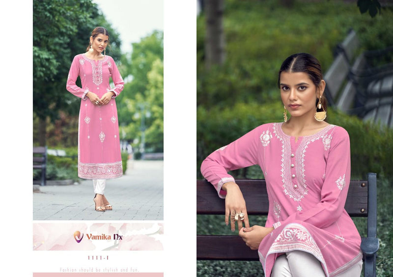 Vamika NX Rooh Vol 2 Gold Rayon Viscose Fancy Designer Party Wear Kurtis With Pants