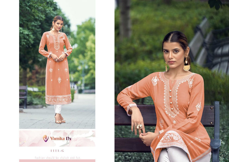 Vamika NX Rooh Vol 2 Gold Rayon Viscose Fancy Designer Party Wear Kurtis With Pants