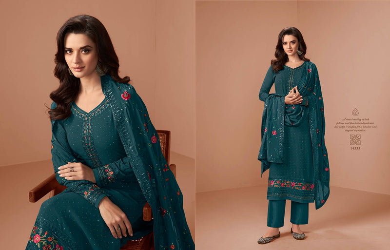 Zisa Rose Georgette Embroidered Swarovski Work Fancy Designer Partywear Salwar Kameez