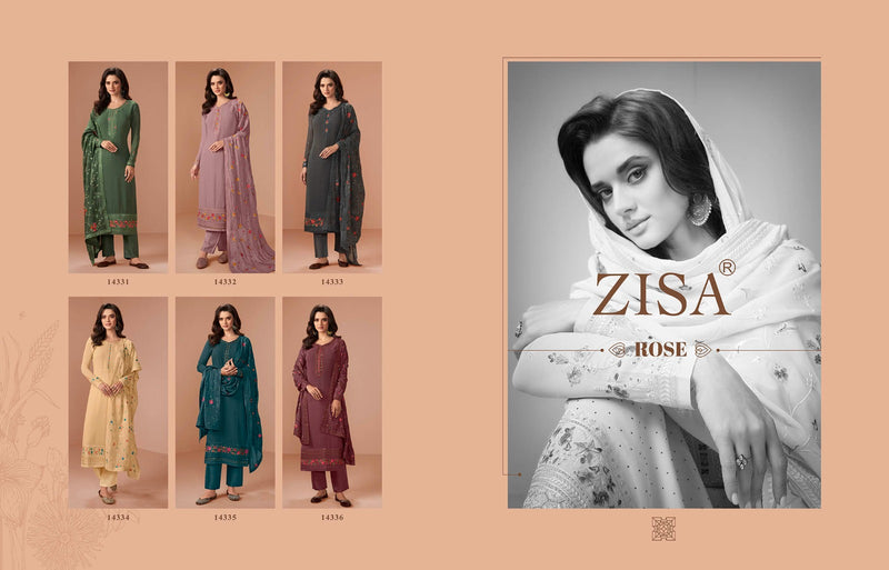 Zisa Rose Georgette Embroidered Swarovski Work Fancy Designer Partywear Salwar Kameez