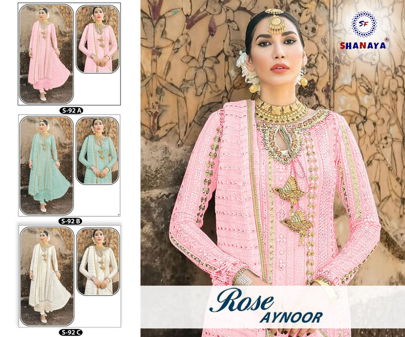 Shanaya Fashion Rose Aynoor S 92 Fox Georgette Fancy Stylish Party Wear Salwar Suits