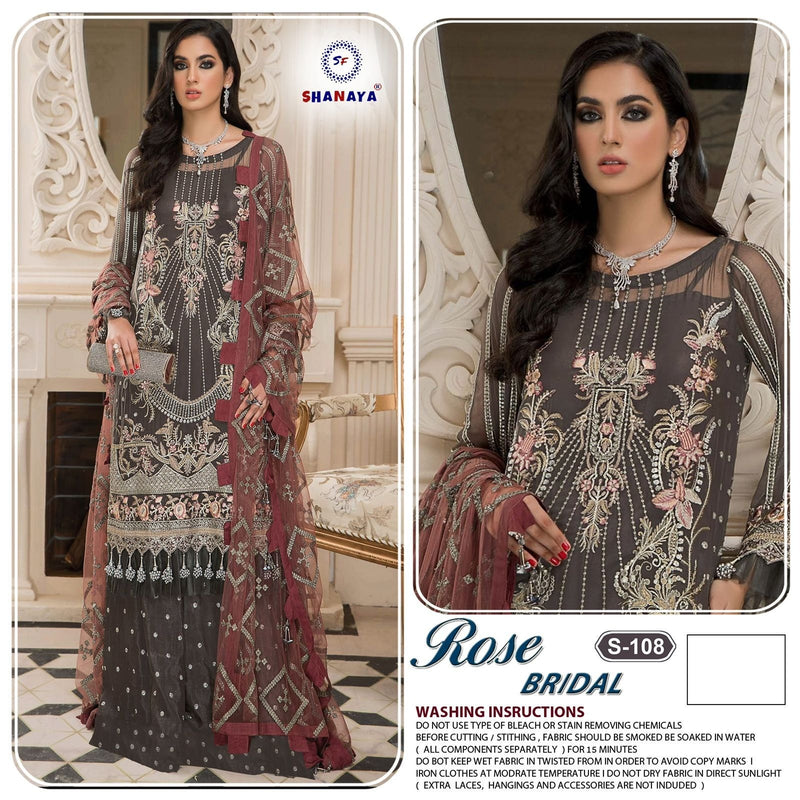 Shanaya Fashion Rose Bridal S 108 Fox Georgette Designer Pakistani Style Wedding Wear Salwar Suits With Heavy Embroidery