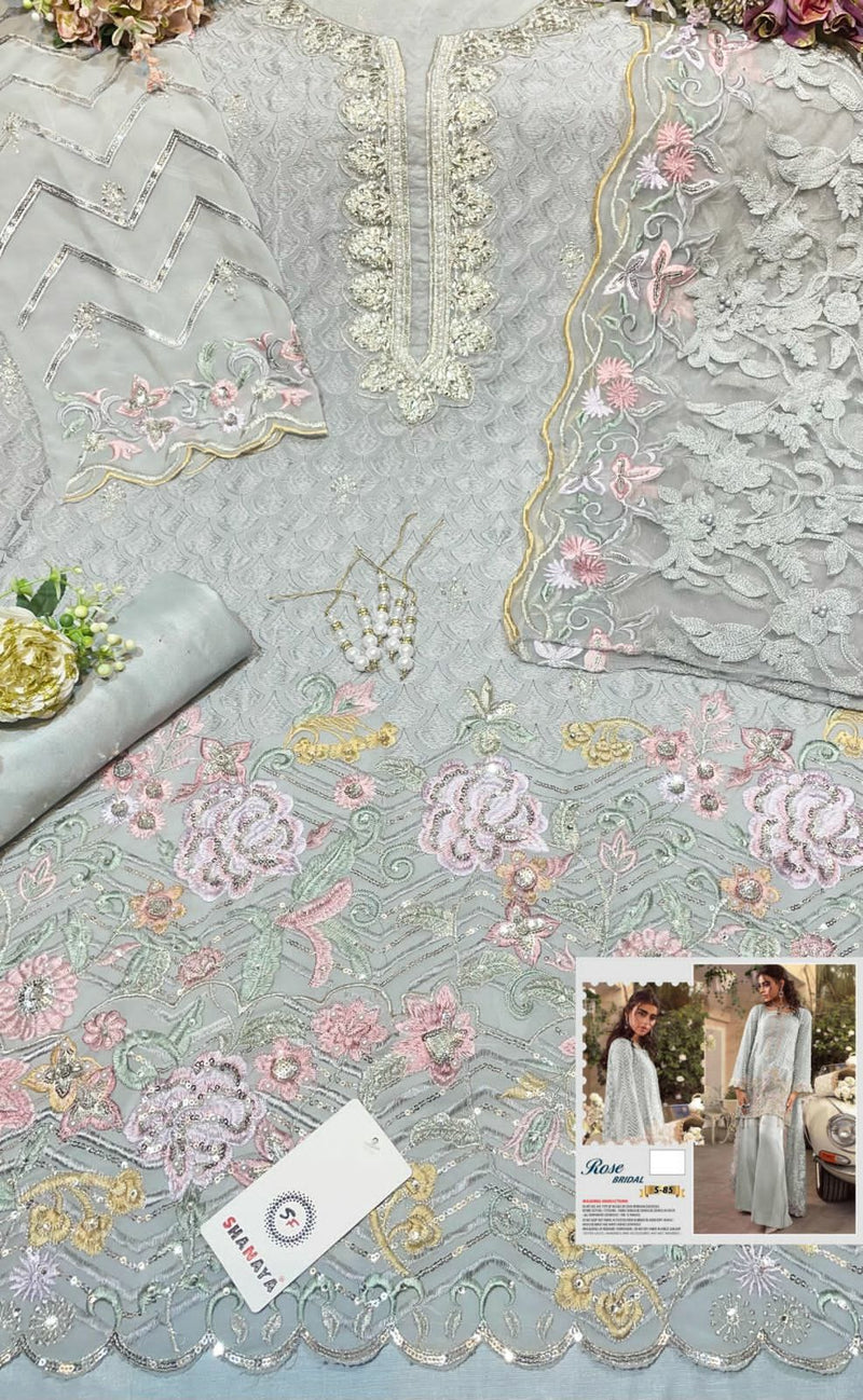 Shanaya Fashion Rose Bridal S 85 Fox Georgette Pakistani Style Designer Embroidered Wedding Wear Salwar Suits