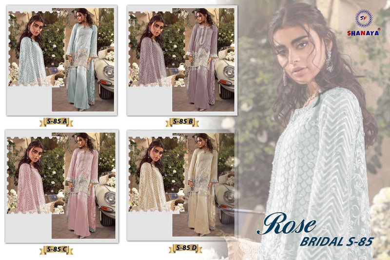 Shanaya Fashion Rose Bridal S 85 Fox Georgette Pakistani Style Designer Embroidered Wedding Wear Salwar Suits