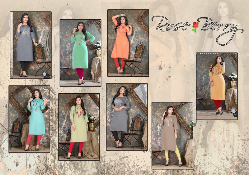 Beauty Queen Roseberry With Heavy Embroidery Stylish Designer Casual Look Party Wear Kurti