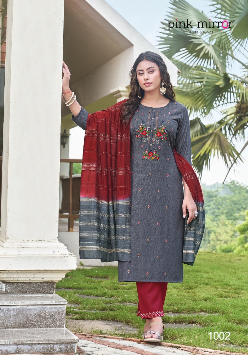 Pink Mirror Roseberry Viscose With Fancy Embroidery Work Stylish Designer Party Wear Beautiful Kurti