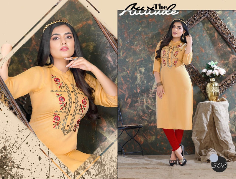 Beauty Queen Roseberry With Heavy Embroidery Stylish Designer Casual Look Party Wear Kurti