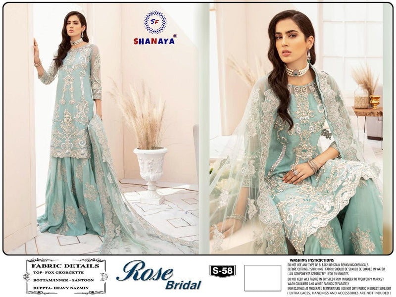 Shanaya Fashion Rose Bridal S 58 Faux Georgette Pakistani Bridal Salwar Kameez