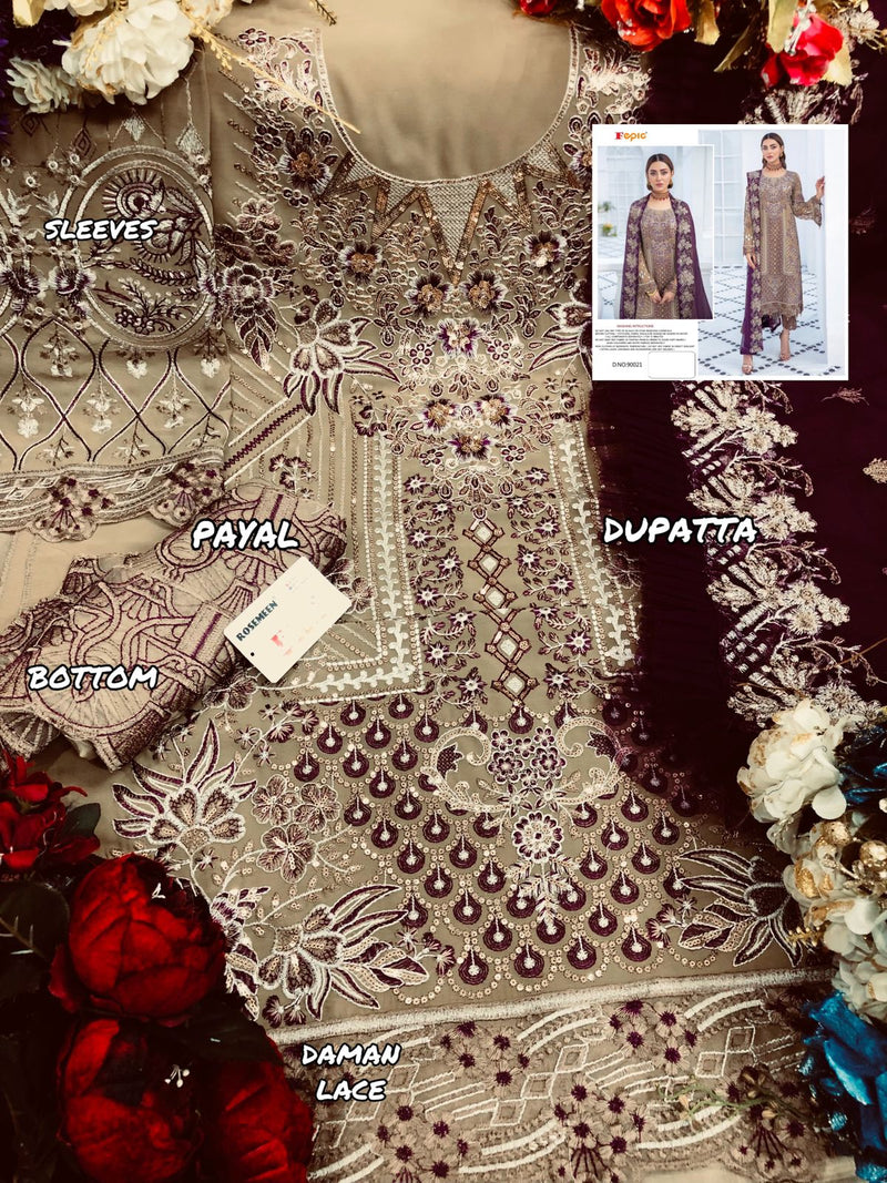 Fepic Rosemeen 90021 Fox Georgette Embroidered Pakistani Style Designer Wedding Wear Salwar Suits