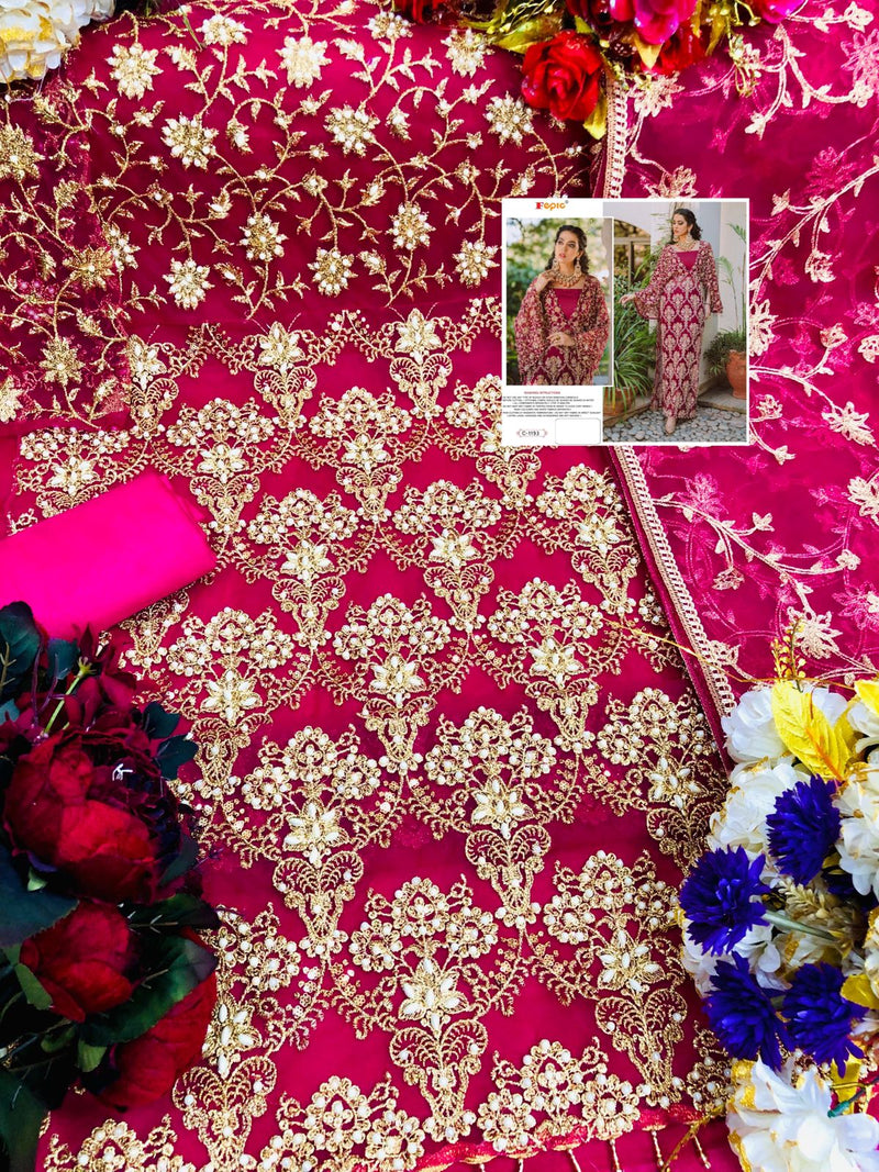 Fepic Rosemeen C 1193 Butterfly Net Heavy Embroidered Pakistani Style Wedding Wear Salwar Kameez