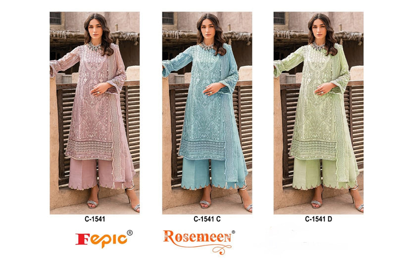 Fepic Rosemeen C 1541 Organza Embroidered Heavy Handwork Pakistani Salwar Kameez