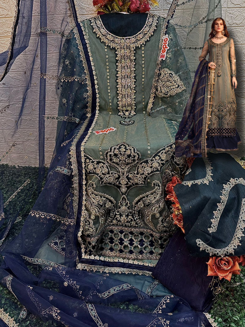 Fepic Rosemeen C 1557 Georgette Embroidered Heavy Handwork Pakistani Salwar Kameez