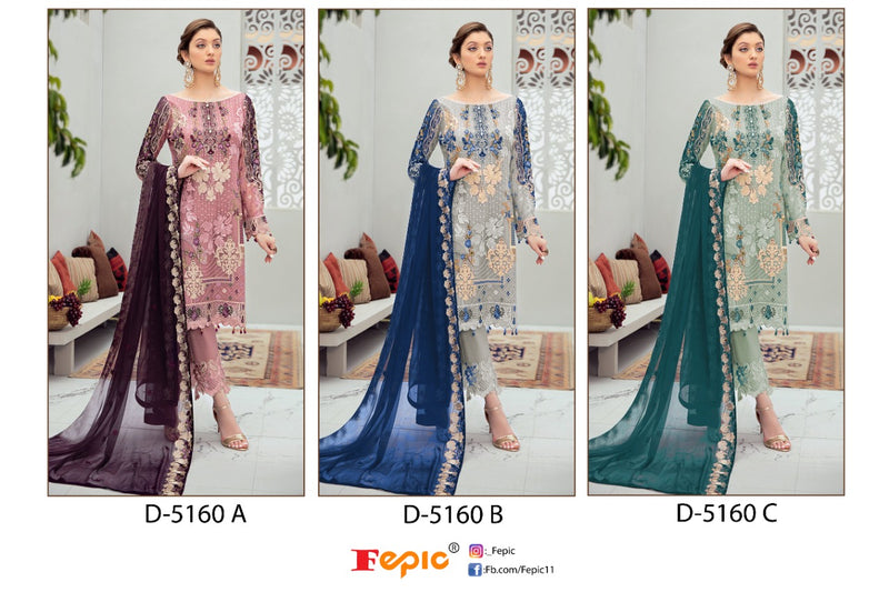 Fepic Rosemeen D 5160 Fox Georgette Pakistani Style Embroidered Party Wear Salwar Suits
