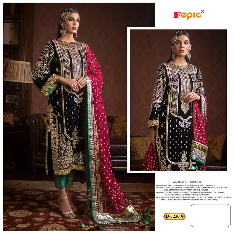 Fepic Rosemeen D 5220 A Velvet With Heavy Embroidery Work Stylish Designer Wedding Look Salwar Kameez