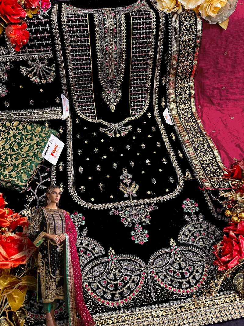 Fepic Rosemeen D 5220 A Velvet With Heavy Embroidery Work Stylish Designer Wedding Look Salwar Kameez
